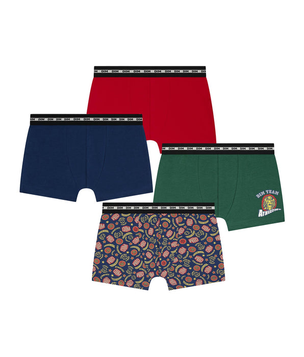 DIM 3er-Pack Boxershorts für Kinder Rot Grün Blau Baseball Dim Coton Stretch