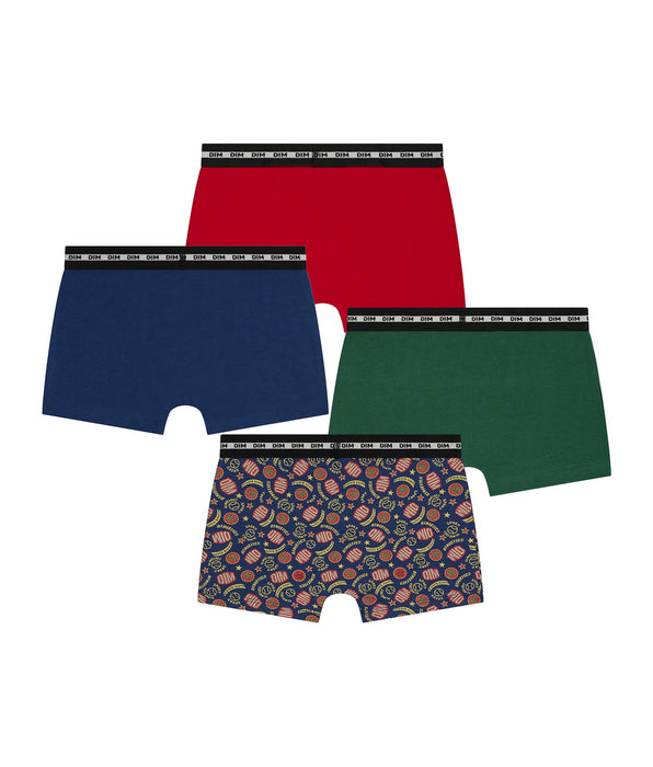 DIM 3er-Pack Boxershorts für Kinder Rot Grün Blau Baseball Dim Coton Stretch