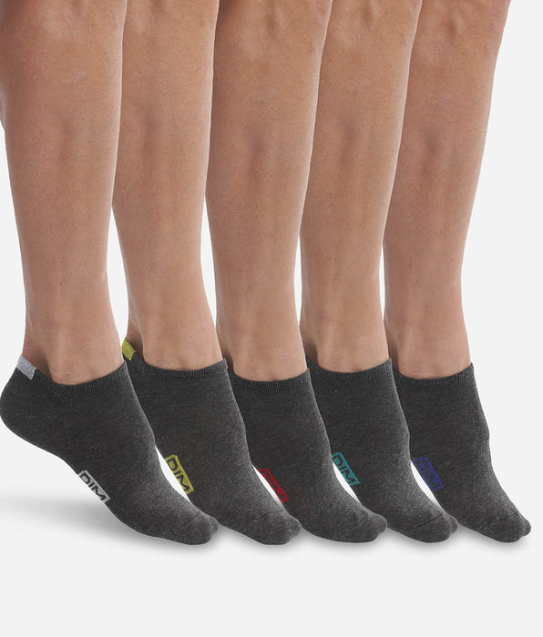 DIM 5er-Pack kurze Herrensocken aus Baumwoll-Mix grau/farbig markiert - EcoDIM
