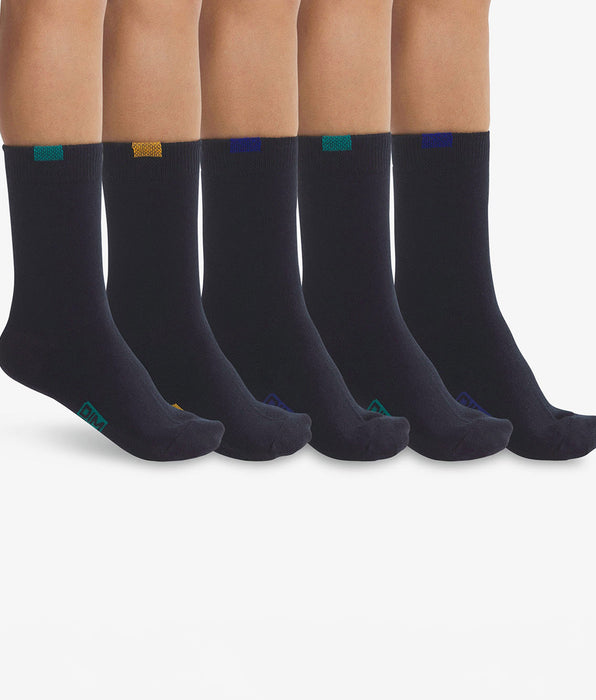 DIM 5er-Pack Kindersocken aus Baumwolle marineblau/farbig markiert - EcoDIM