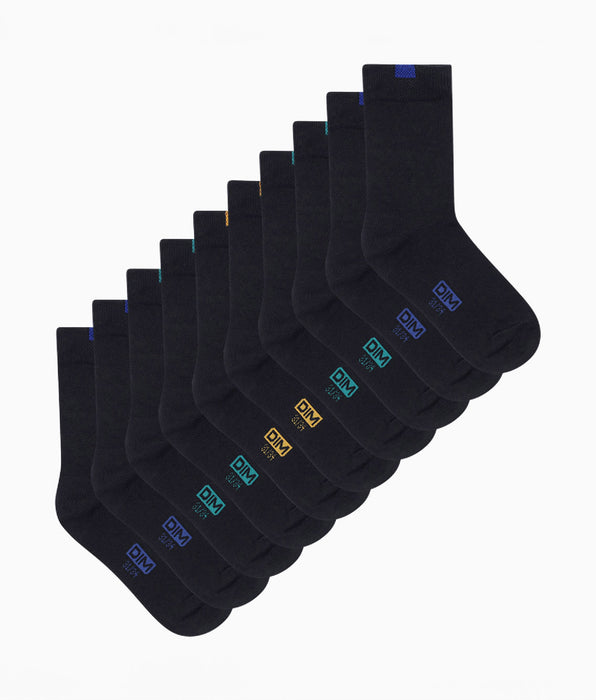 DIM 5er-Pack Kindersocken aus Baumwolle marineblau/farbig markiert - EcoDIM