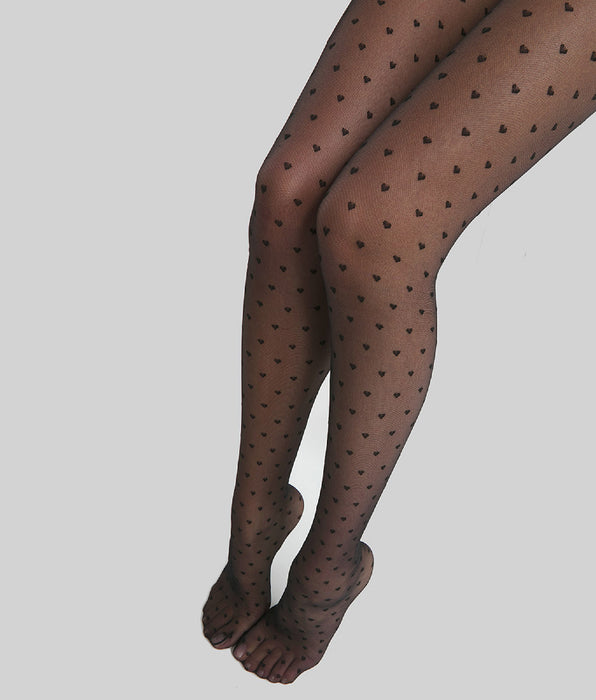 DIM Schwarze transparente Strumpfhose 20D mit Herzen - DIM Style