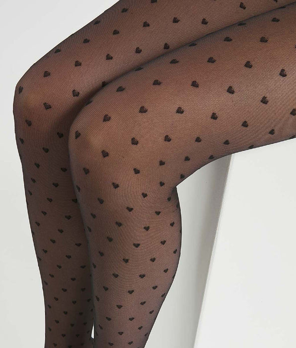 DIM Schwarze transparente Strumpfhose 20D mit Herzen - DIM Style