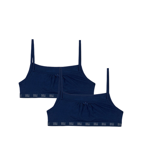 DIM 2er-Pack marineblaue Mädchen-Bustiers aus Bio-Baumwolle - DIM Skin Care