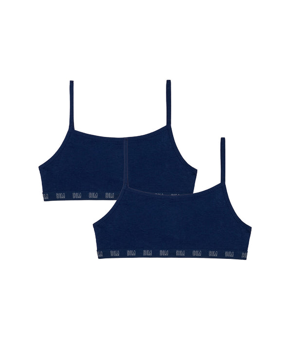 DIM 2er-Pack marineblaue Mädchen-Bustiers aus Bio-Baumwolle - DIM Skin Care