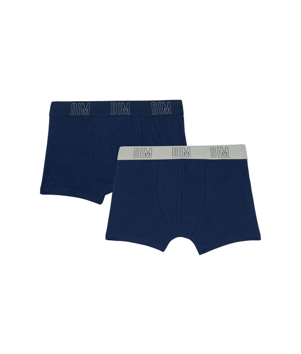 DIM 2er-Pack marineblaue Jungen-Boxershorts aus Bio-Baumwolle - DIM Skin Care
