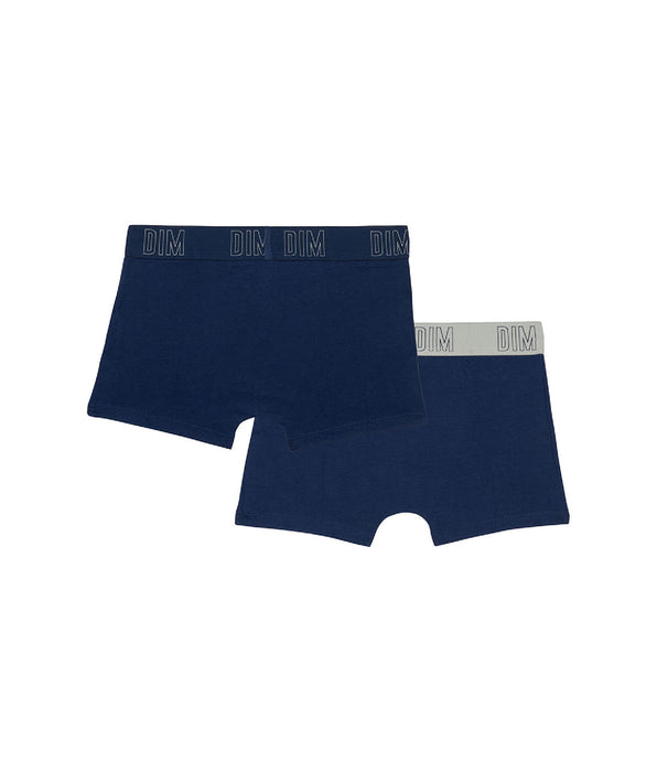 DIM 2er-Pack marineblaue Jungen-Boxershorts aus Bio-Baumwolle - DIM Skin Care