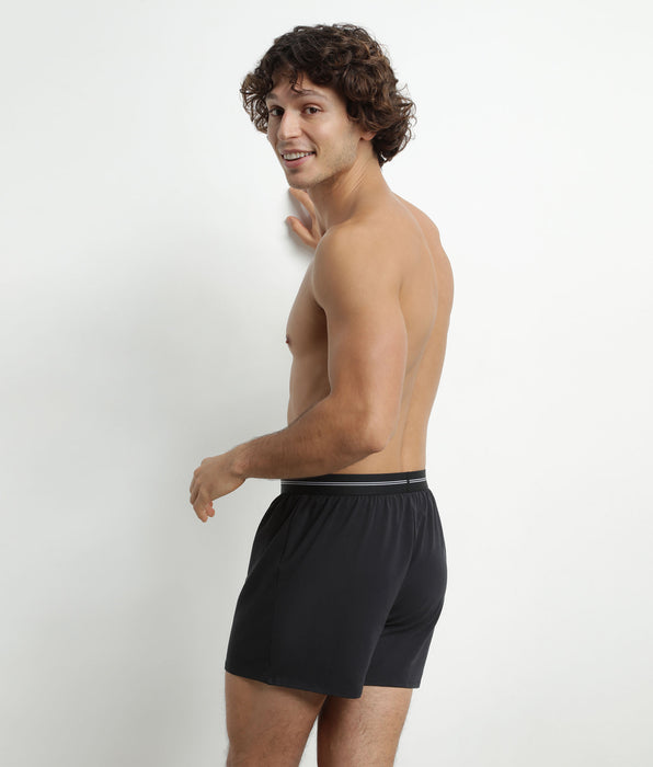 DIM Weite schwarze Boxershorts aus Baumwolle mit Logo-Print - Icons Essentiel