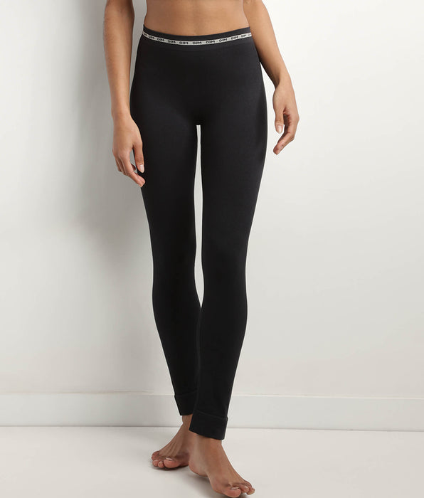 DIM Schwarze nahtlose Damenleggings aus weichem Rippstrick - Icons Seamless