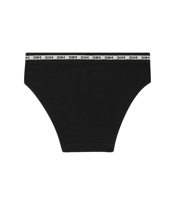 DIM Schwarzer Mädchenslip aus weichem Rippstrick - Icons