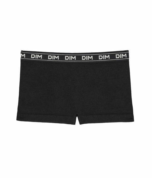 DIM Schwarze Jungen-Boxershorts aus weichem Rippstrick - Icons