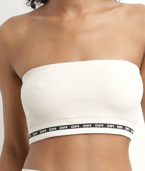 DIM Hellbeiger Bandeau-BH aus gerippter Mikrofaser - Icons Seamless