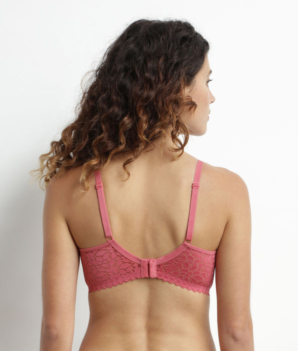 DIM Rosa Triangel-BH aus floraler Spitze ohne Bügel – Dim Daily