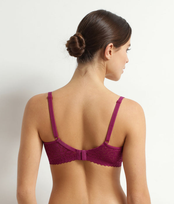DIM BH ohne Bügel aus floraler Spitze in Beerenfarben Daily Dentelle