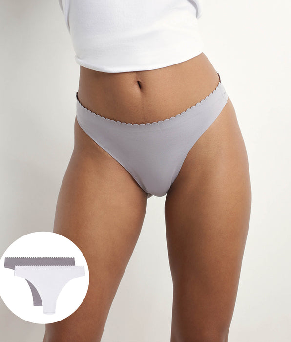 DIM 2er-Pack Tangas aus Mikrofaser grau/weiß - Body Touch Easy
