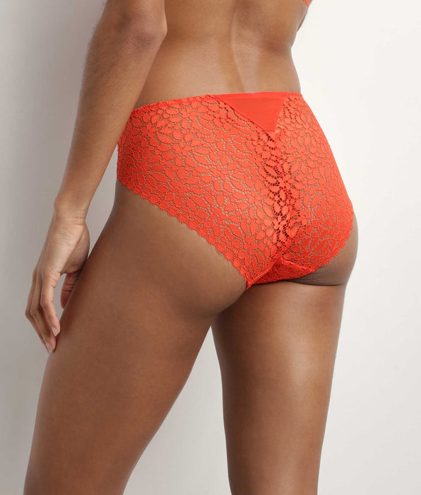 DIM Orangener Slip aus floraler Spitze - Daily Dentelle