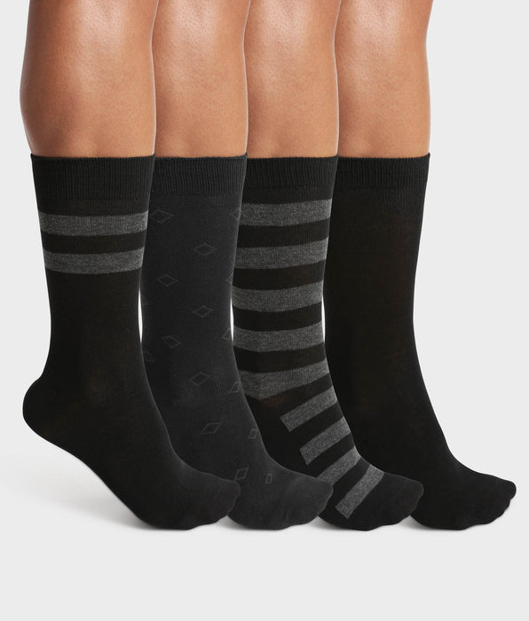 DIM 4er-Pack schwarze gestreifte Herrensocken - EcoDIM