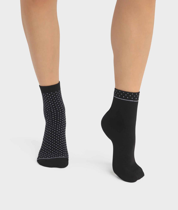 DIM 2er-Pack schwarze gepunktete Damensocken aus Bio-Baumwolle - DIM Good