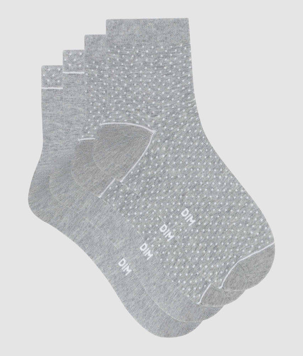 DIM 2er-Pack hellgraue gepunktete Damensocken aus Bio-Baumwolle - DIM Good