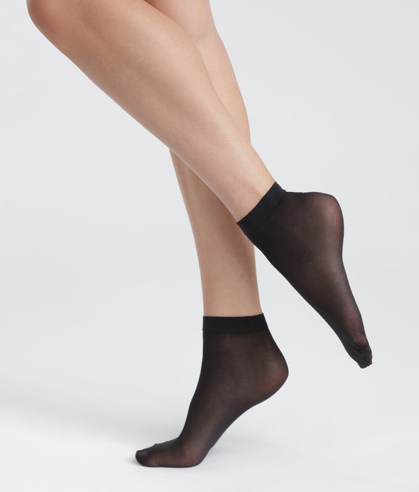 DIM 2er-Pack schwarze semi-transparente Socken aus recyceltem Garn - DIM Good