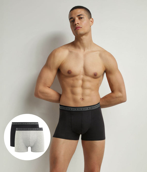 DIM 2er-Pack Herren-Boxershorts aus Bio-Baumwolle in Schwarz und Perlgrau Dim Good