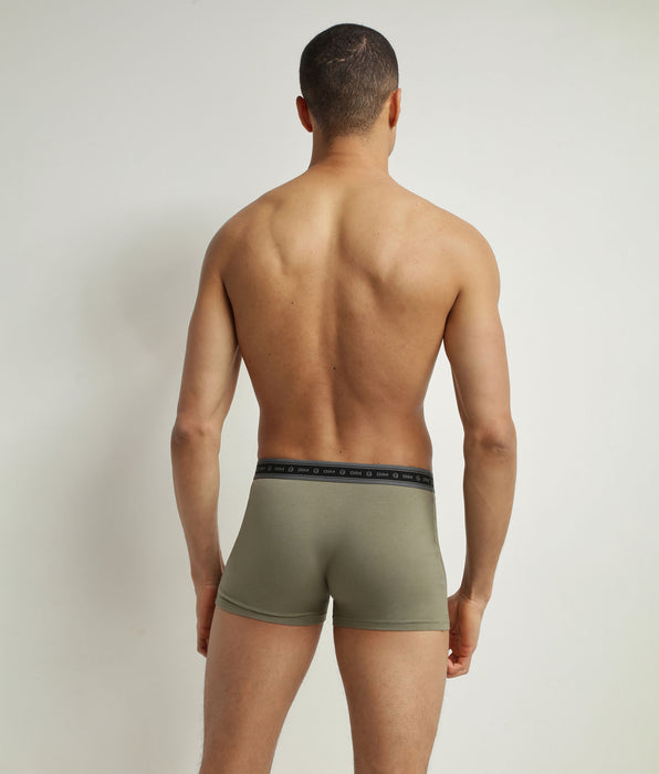 DIM 2er-Pack Herren-Boxershorts aus anthrazitfarbener und grüner Bio-Baumwolle. Dim Good