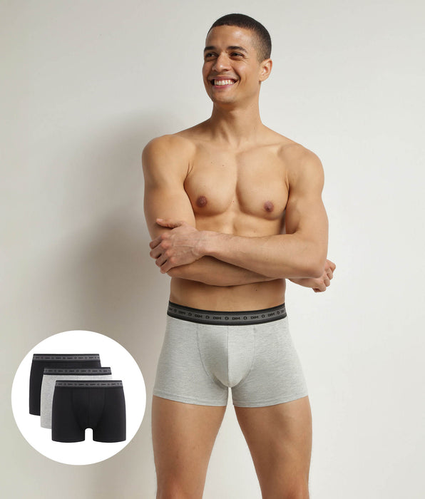 DIM 3er-Pack Herren-Boxershorts aus Bio-Baumwolle Black Grey Dim Good