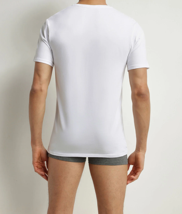 DIM 2er-Pack T-Shirts für Herren, weiß, aus Bio-Baumwolle, V-Ausschnitt, Dim Good