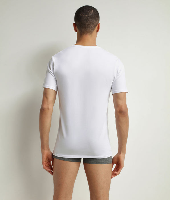 DIM 2er-Pack T-Shirts für Herren, weiß, aus Bio-Baumwolle, V-Ausschnitt, Dim Good