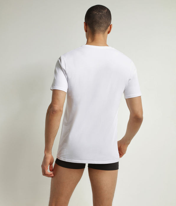 DIM 2er-Pack T-Shirts für Herren in Weiß und Grau aus Bio-Baumwolle mit V-Ausschnitt und Dim Good
