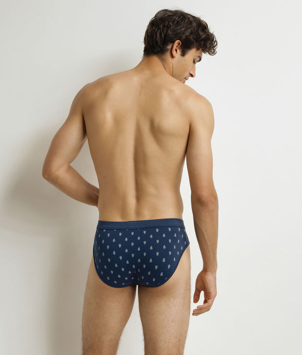 DIM Herren-Slip Schwarz mit Tropfenmuster Classic Cotton