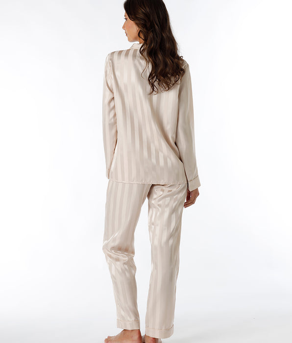 DIM Langer Pyjama-Set aus mandelfarbenem Satin