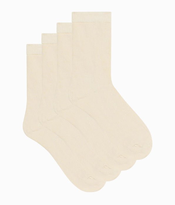 DIM 2-Paar-Set Damen-Socken Creme Thermo Fleece