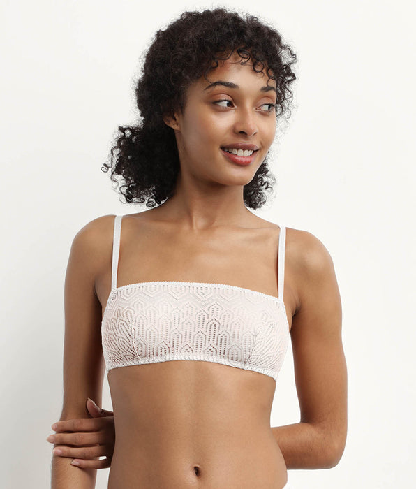 DIM Perlmuttfarbenes Bralette mit Art Deco Spitze - Mod de DIM