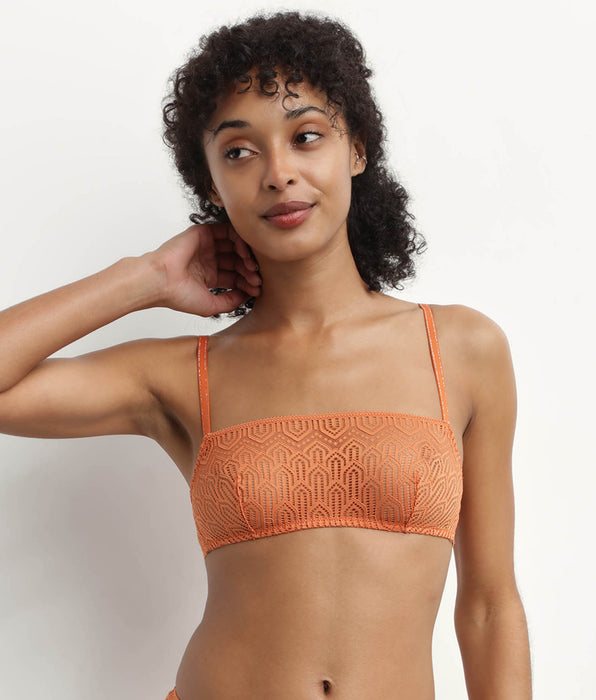 DIM Orangefarbenes Bralette mit Art Deco Spitze - Mod de DIM