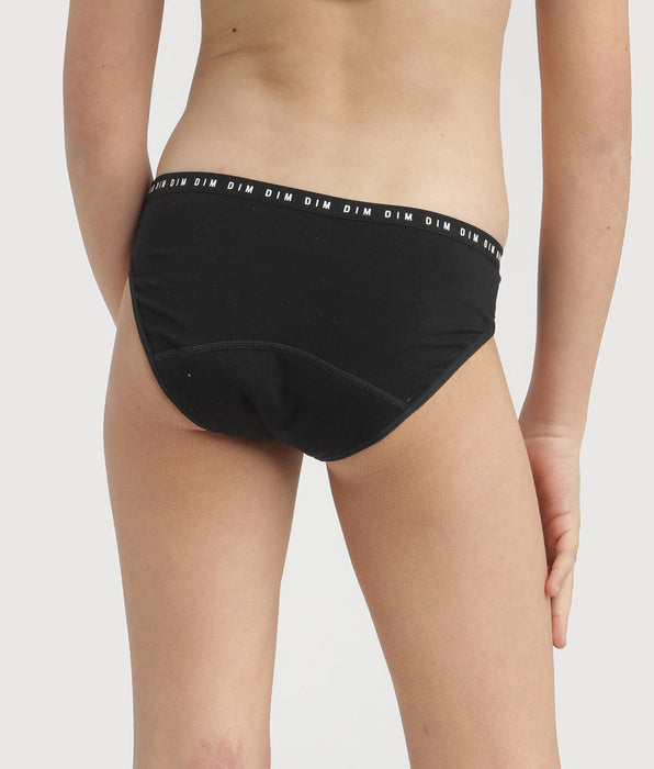 DIM Menstruationsslip für Mädchen aus Bio-Baumwolle Schwarz Sehr starke Blutung Dim My Protect