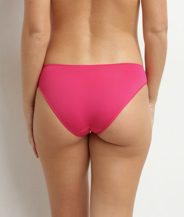 DIM Slip aus Spitze und Netzstoff mit Blumenmuster in Fuchsia von Dim Féminine