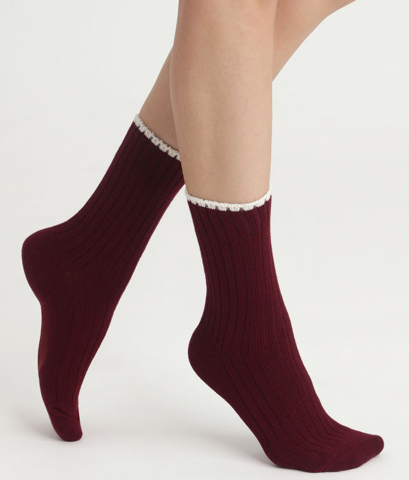 DIM Damensocken Feige gerippt Bambus