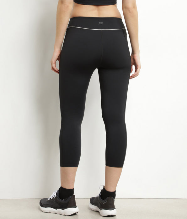 DIM Kurze Sportleggings für Damen aus schwarzer Mikrofaser Dim Move