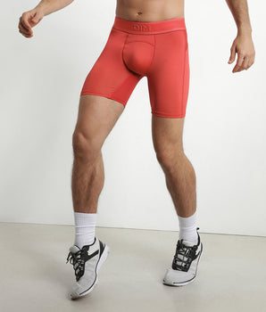 Dim Move lange Boxershorts für Herren aus Mikrofaser und Mesh in Signalrot