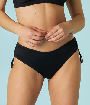 Schwarze High-Waist-Bikinihose mit Kordel Essential Micro aus Mikrofaser