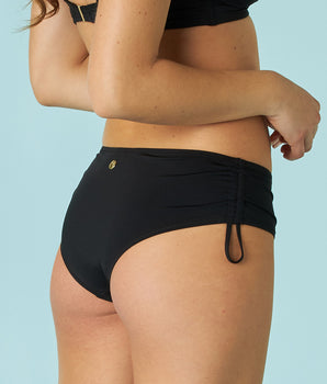 Schwarze High-Waist-Bikinihose mit Kordel Essential Micro aus Mikrofaser