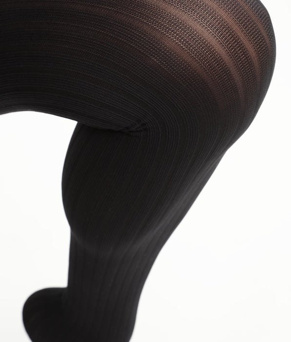 DIM Halbblickdichte, flache, gerippte Strumpfhose für Damen im Black Dim Style