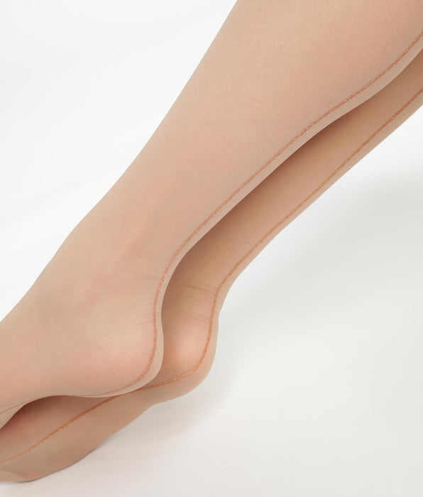 DIM Beigefarbene transparente Strumpfhose mit Lurex-Naht - DIM Style