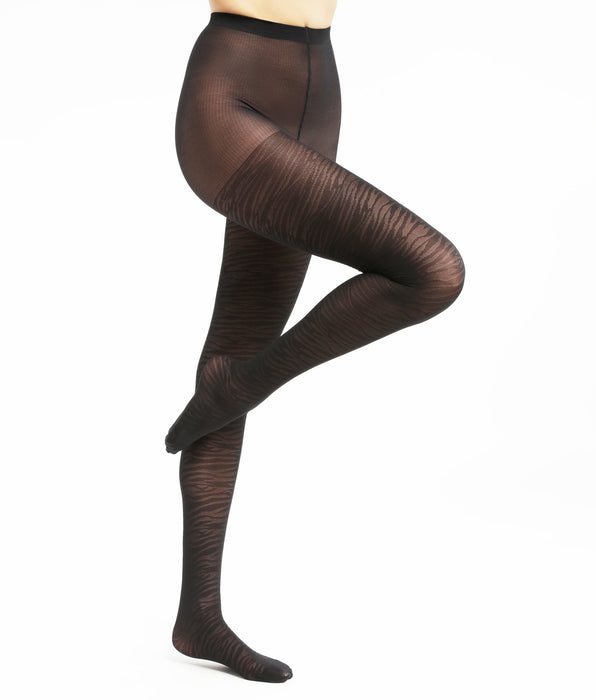 DIM Schwarze transparente Damenstrumpfhose mit Zebramuster Dim Style