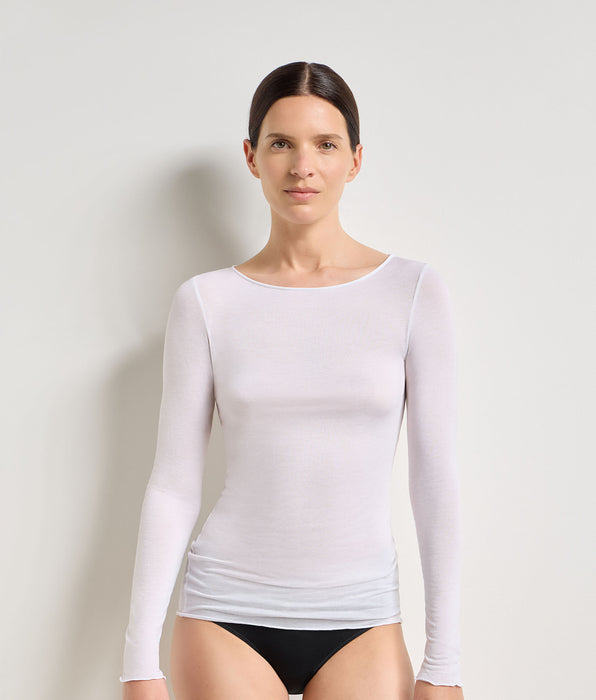 DIM Weißes T-Shirt mit Rundhalsausschnitt Thermal Light