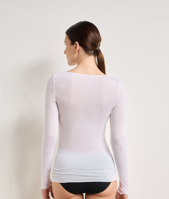 DIM Weißes T-Shirt mit Rundhalsausschnitt Thermal Light