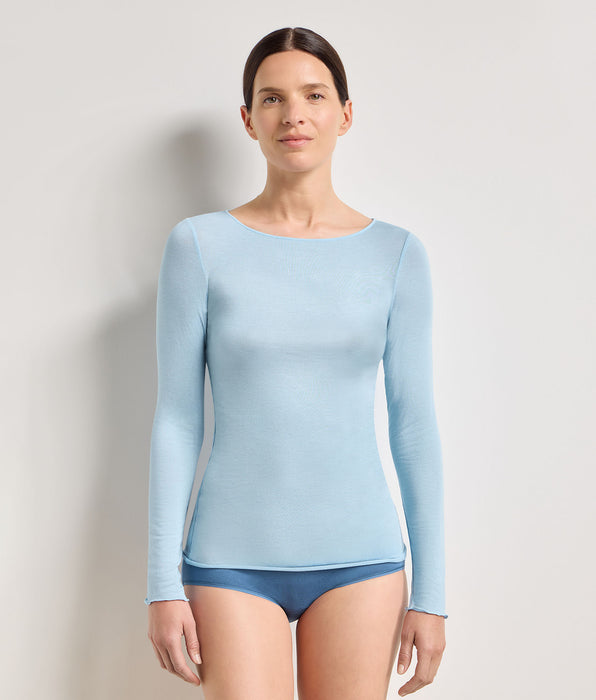 DIM Thermal Light T-Shirt mit Rundhalsausschnitt in Satinblau