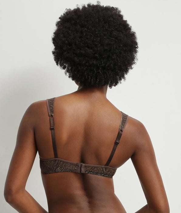 DIM BH mit Tüllschal in Schokoladen- und Goldtönen mit Zebramuster Dim Generous