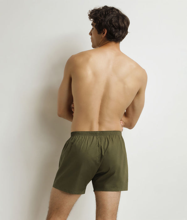 DIM 2er-Pack Boxershorts für Männer Beige gestreift Grün Baumwolle Stretch